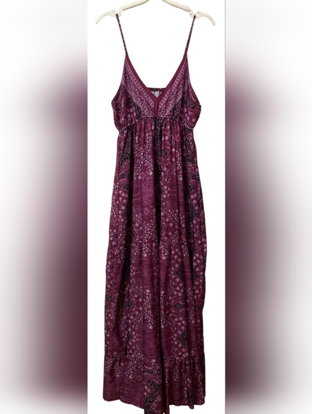 Emery Rose Boho Maxi Dress Purple Paisley